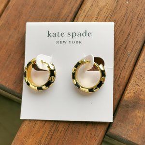 Kate Spade Rare Form Polka Dot Huggie Earrings Gold Black